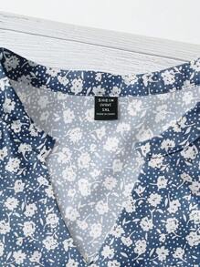 Linhara Blusa estampada con cuello en V para mujer de talla grande, conjunto de verano para mujer