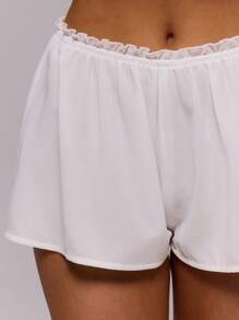 MUSERA Linen Look Shorts , Summer, Ibiza, Holiday, Cute, Romantic, Festival, Graduation, Beach Romance Chic Elegant - White - View 4