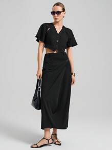 Ontre 女士日常两件套服装 - 黑色 - 查看 1