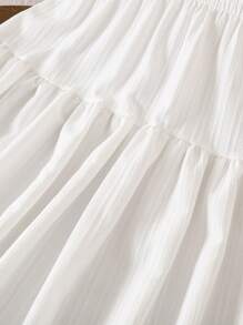 青少年女孩休闲海滩度假贝壳装饰拼接多层半身裙 - 白色 - 查看 4