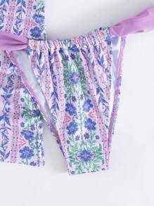 Swim Vcay Floral Print Bikini Set, Vacation & Beach For Summer - Multicolor - View 8