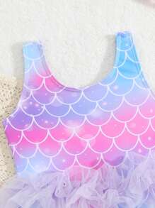 Baby Girl Random Print One-Piece Swimsuit - Multicolor - View 4