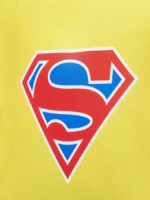 SUPERMAN X SHEIN Geantă de prânz portabilă cu imprimare grafică galbenă, genți funcționale, geanți de prânz, genți frigorifice