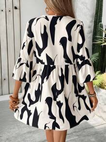 Chiquease Damen Urlaubslässiges Strandkleid mit Muster für den täglichen Gebrauch