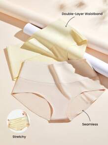 LUVLETTE 2条装基础款高腰隐形三角裤腰部收腹塑身内裤套装透气女士内衣 - 彩色 - 查看 6