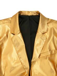 Manfinity AFTRDRK Men's Fashion Business Casual Gold Color Blazer And Trousers Suit Set - Gold - View 6