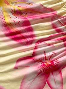 Soleia 女士夏季海滩花卉印花鸡尾酒礼服，节日婚礼派对优雅性感正式伴娘礼服，不对称下摆，露背领蝴蝶结，紧身 - 粉色 - 查看 7