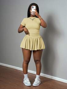 Slaydiva Trang phục hai mảnh dành cho phụ nữ mặc hàng ngày - Màu vàng - Xem 4