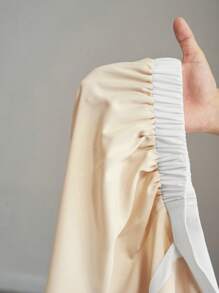 Slaydiva 2pcs Plus Size Fashion Set, Bandeau Top And Long Pants, Suitable For Summer - Apricot - View 10