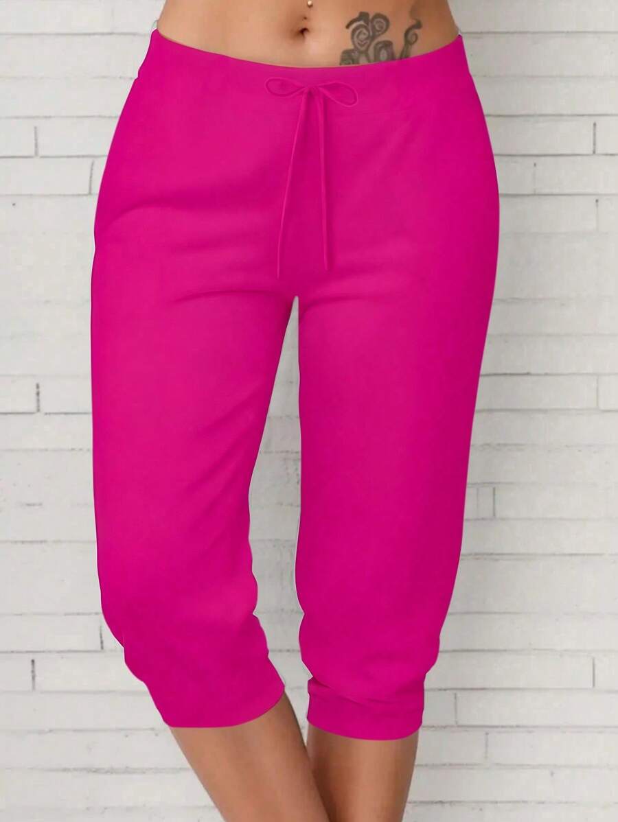SHEIN LUNE Vacation Spring, Resort Wear Women, Spring For Women Pants - Hot Pink - View 1