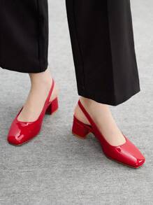 CUCCOO BIZCHIC 女士时尚红色绑带经典低跟平底鞋