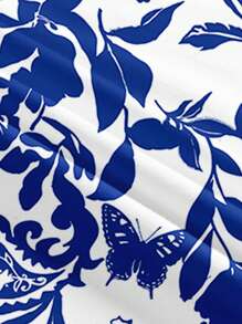 Soleia 3 Piezas Camiseta corta casual con estampado de mariposa y diseño, bajo asimétrico, apta para vacaciones, playa, verano - Multicolor - Ver 8