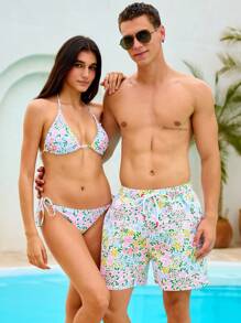 Manfinity VDAYZ 男士夏威夷花卉印花沙滩短裤