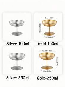 1pc Stainless Steel Ice Cream Cup, High Foot Ice Cream Cup, Pudding Mousse Fruit Salad Cup, For Home Kitchen Restaurant Hotel, Kitchen Supplies, Tableware Accessories