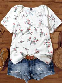 Linhara Camisa de verano casual de vacaciones de tejido para mujer de talla grande