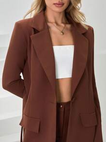 SHEIN Blazer A Colletto A Revers Con Cintura E Pantaloni Due Pezzi