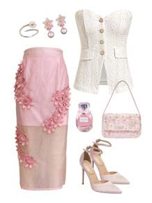 Ellevyn Neue stilvolle und elegante Damen Bandeau Top, strukturierter Stoff, schlankend, taillierend, hochwertiges Gefühl Damen Elegante Blusen für Damen Sommer Tops - Aprikosenfarben - Übersicht 3