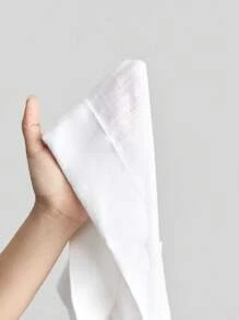 Ontre 2025新款女士休闲度假风3D工装口袋亚麻材质松紧腰长裤，适合音乐节、演唱会、乡村音乐节 - 白色 - 查看 9