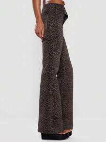 MUSERA 低腰猎豹纹喇叭牛仔裤 夏季节日度假 可爱性感牛仔女郎 春季伊比沙岛波西米亚西部音乐会 冬季纳什维尔冬季时尚 - 黑色 - 查看 3