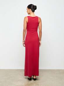AiiRZ Vestido Longo Maxi com Decote Barco para Esculpir - Vermelho - Visão 2