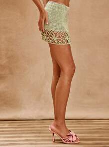 MUSERA Chân váy ngắn ôm sát, cạp thấp, họa tiết hoa, thích hợp cho kỳ nghỉ hè, phong cách Boho Ibiza, thanh lịch, câu lạc bộ, bãi biển, dễ thương, gợi cảm, lễ hội, tiệc tùng, kỳ nghỉ xuân. - màu xanh lá - Xem 3