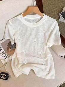 Chiquease Women's Handmade Butterfly Embellished Heavyweight Summer T-Shirt