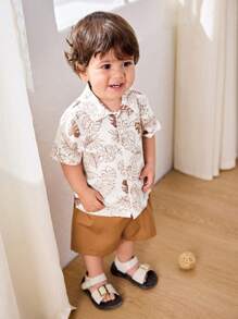 Cozy Pixies 2 Stück Baby Jungen Set: Kurzarmhemd mit Kragen und einfarbige Shorts mit Gummizug - Verschiedenfarbig - Übersicht 3