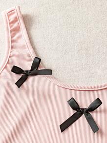 Flirla 加大码可爱蝴蝶结装饰时尚夏季吊带背心 - 粉色 - 查看 4