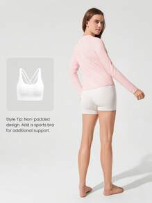 GLOWMODE Tee Time Essential Hip Length Long-Sleeve Active Top Daily Casual Machine Washable - Baby Pink - View 5