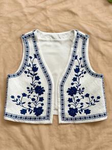Soleia Chaleco abierto informal de mujer con bordado, para primavera/verano