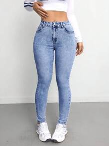 SHEIN Tall Women's Jeans Skinny Stretch Trousers Blue Tall Women's Jeans Joggers Women's Jeans Women Jeans Women's Jeans Women's Pants Blue Jeans Jeans Tall - Medium Wash - View 6