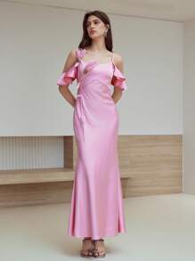 MOTF STUDIO STEREO FLORAL BIAS CUT DRESS - Pink - View 4