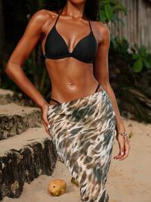 Slaydiva 新款女士泳衣性感黑色系列，沙滩迷彩纯黑色泳衣套装 - 黑色 - 查看 5