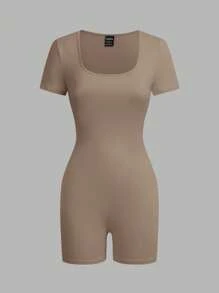 SHEIN EZwear 4 件套女士圆领短袖短款连体裤套装，休闲紧身，适合夏季 - 彩色 - 查看 7