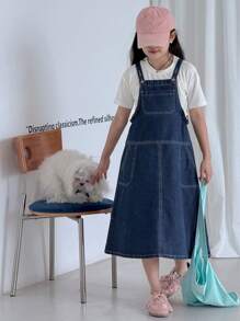 DAZY Vestido de peto vaquero para niñas preadolescentes, ropa de vuelta al colegio