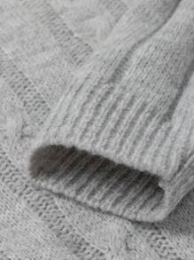 EURMUSE Men AW Fashion Crew Neck Cable Knit Regular Sweater - Grey - View 5