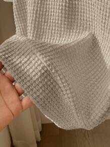 SHEIN Leap Crew 2pcs Young Boys Casual College Style Fashionable Simple Practical Versatile Soft Waffle Fabric Tee With Letter Graphic & Shorts 2 Pieces Set, Breathable Comfortable For Daily Wear, School, Outing, Sports, Spring/Summer - Khaki - View 3