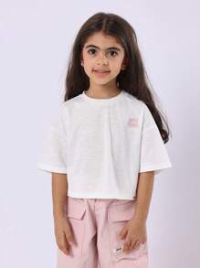 SUMWON Archive Brooklyn Girls Streetwear Set With Boxy Crop Tee And Utility Cargo Pants Autumn Winter Spring Two Piece Outfit - Pink - View 3
