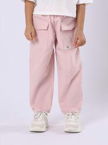 SUMWON Archive Brooklyn Girls Streetwear Set With Boxy Crop Tee And Utility Cargo Pants Autumn Winter Spring Two Piece Outfit - Pink - View 4