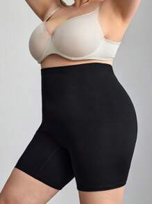 SHEIN CURVE+ Quần legging định hình eo cao, dáng cong cỡ lớn, phong cách Boho - màu đen - Xem 5