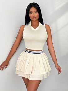 Zolique Women Two Pieces Outfits For Daily Wear - Apricot - View 1