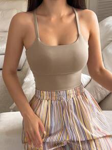 DAZY 女士日常健身运动文胸，柔软压缩，返校服