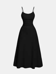 SHEIN MOD Black Minimalist Versatile Spaghetti Strap Dress For Women