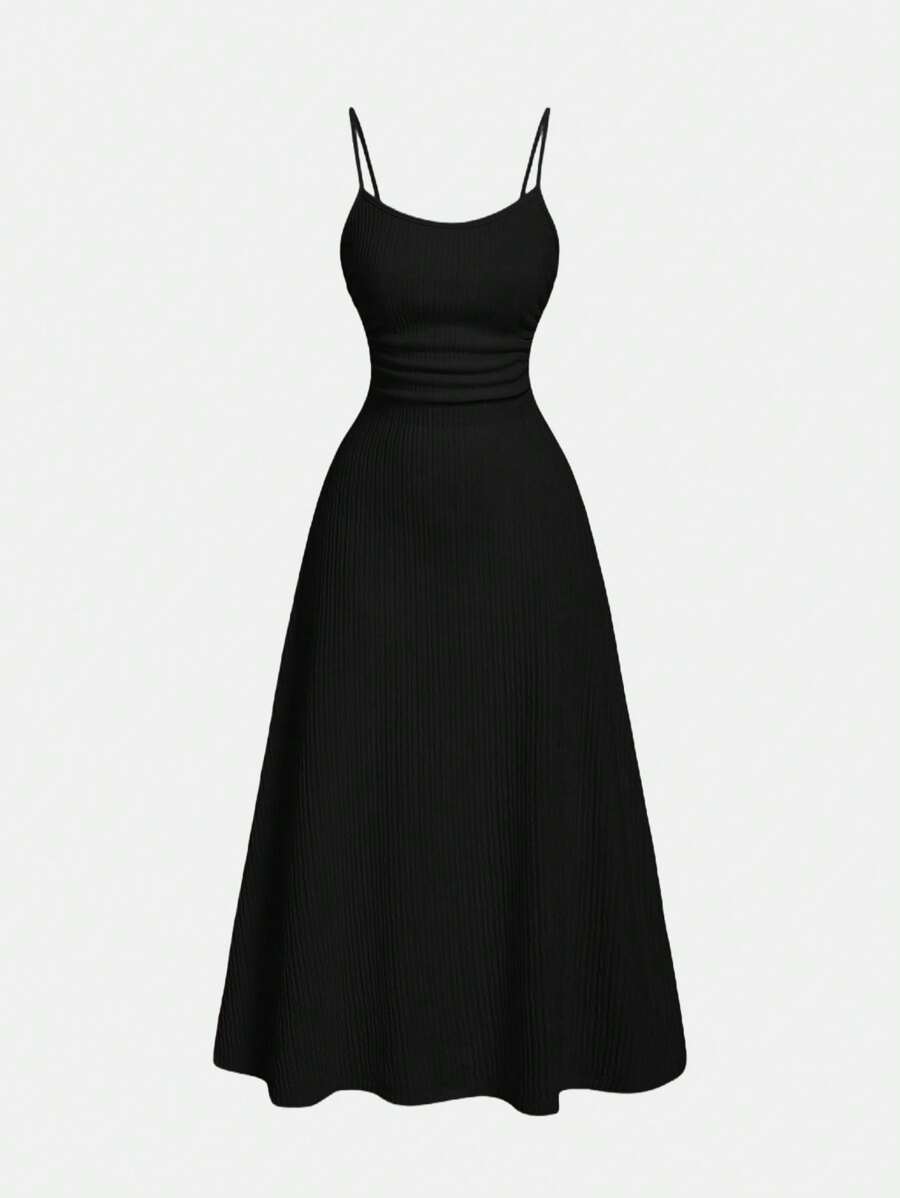 SHEIN MOD Black Minimalist Versatile Spaghetti Strap Dress For Women - Black - View 1