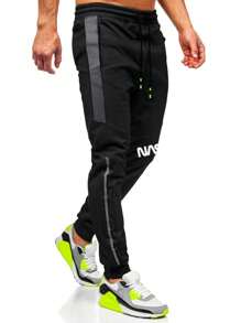 Manfinity Homme Loose Fit Men's Letter Graphic Drawstring Waist Sweatpants - Black - View 2