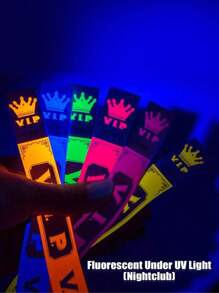 SHEIN 100 件 Vip 霓虹腕带适用于活动防水 VIP 纸质腕带 VIP 手镯腕带轻质活动手镯适用于派对俱乐部公园音乐会节日， - 彩色 - 查看 2