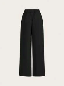 Poéselle Summer High-Waisted Pants Multi-Piece Set, Wide Leg Pants High Waist Fold Pleated Wide Leg Pants, Loose Fit, Long Pants Women Summer Sets Wide Pants,Fall Clothes For Women