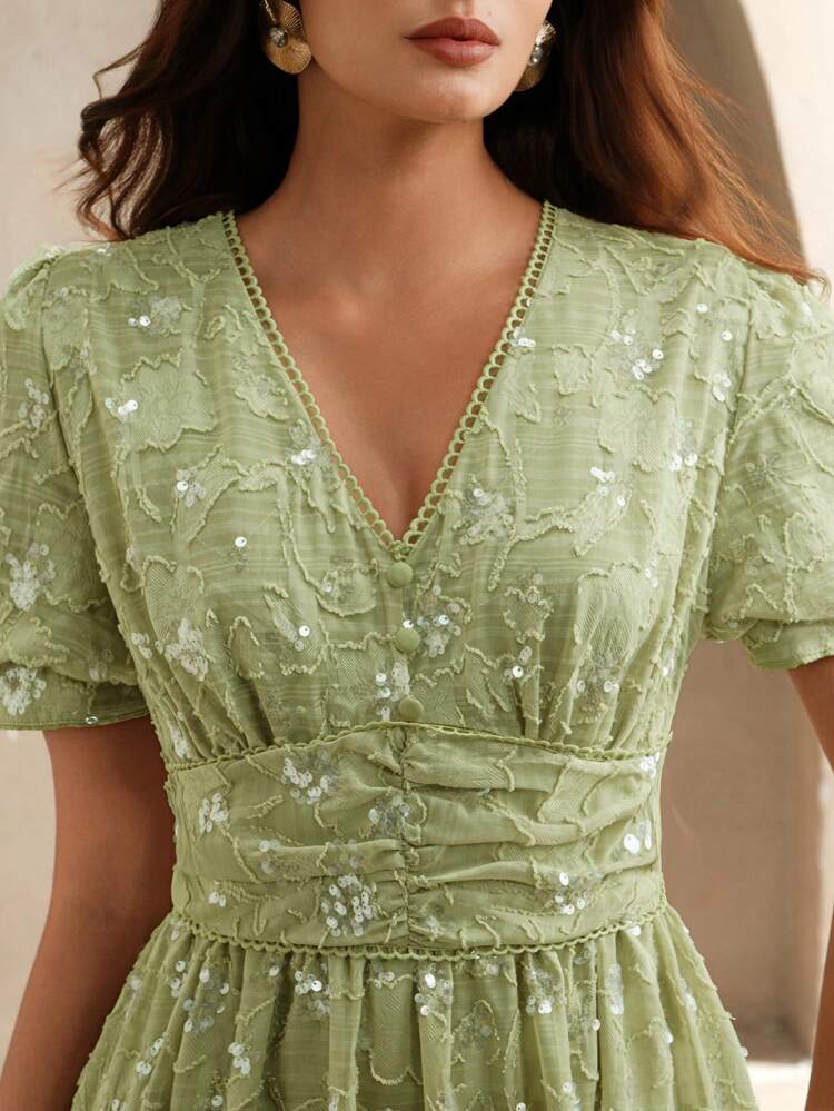 Women V-Neck Short Sleeve Mini Dress, Fashion For Summer
