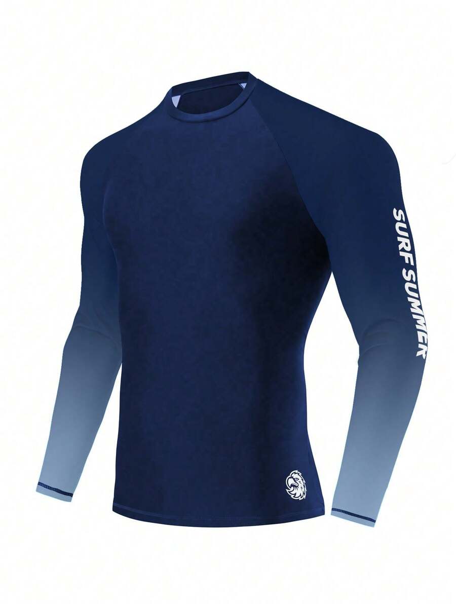 Manfinity KASUA Men's Ombre Letter Print Beach Surf T-Shirt, Hawaiian - Multicolor - View 1