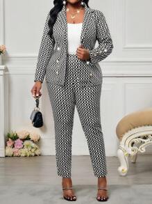 SHEIN Lady Spring And Summer Elegant Commuting Office Colorful Knitted Lapel Gold Button Long Long Sleeve Plus Size Faux Fur Coats Business Attire Women Business Casual Women Old Money Style Women Work Clothes Women Office Outfits For Women Business Casual Woman Summer Outfits For Women In Fall/Winter - Multicolor - View 4